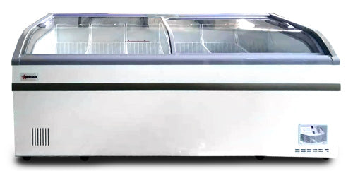 Omcan 37815 79-inch Ice Cream Display Chest Freezer with Curve Glass Top