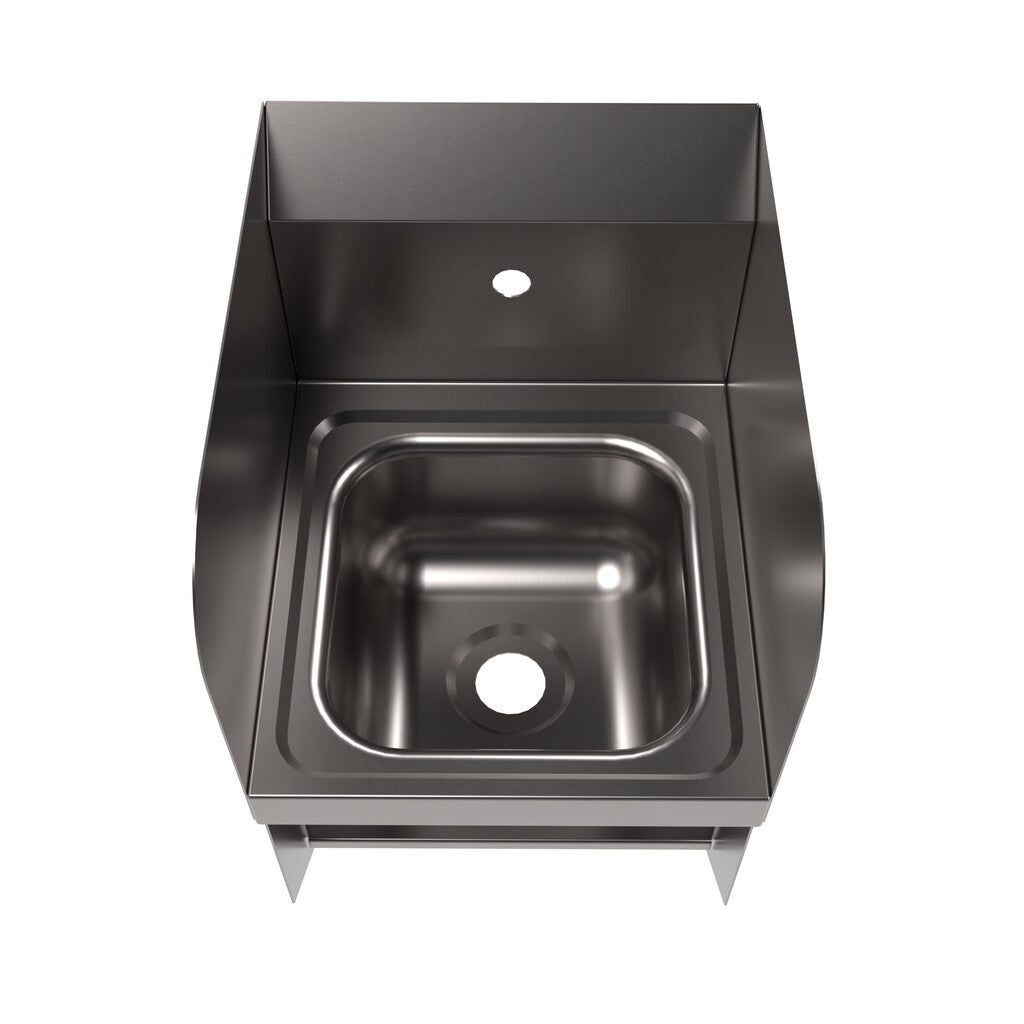 BK Resources BKHS-W-SS-1-SS-BKK Stainless Steel Space Saver Hand Sink w/ Sidesplashes & Knee Valve