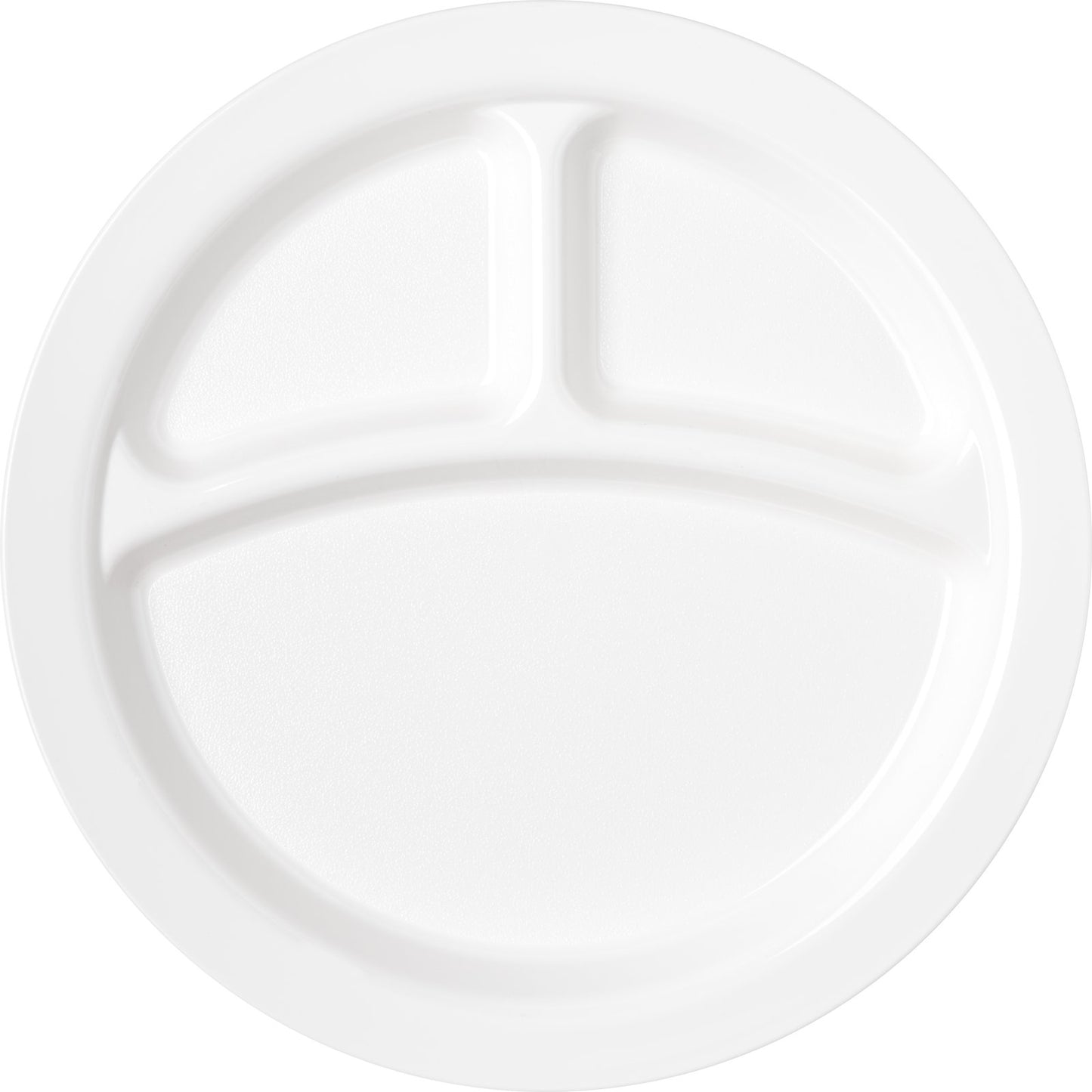 Carlisle PCD22002 9" White 3-Compartment Polycarbonate Narrow Rim Plate