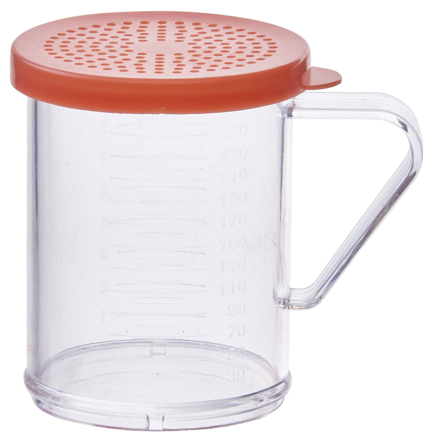 Winco PDG-10R 10 oz. Polycarbonate Dredge with Rose Snap-on Lid