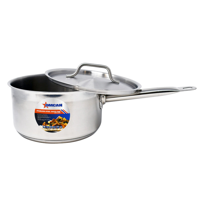 Omcan 80432 3.5 Qt Stainless Steel Sauce Pan with Cover and Handle