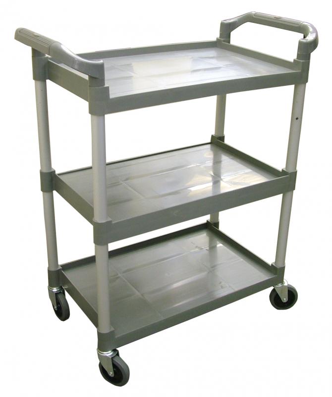 Omcan 18306 Gray Plastic Bussing Cart with 16" x 24.75" Tray Size