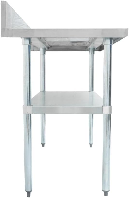 Thorinox DSST-3048-BK 30"x48" Stainless Steel Work Table with Backsplash & Galvanized Steel Undershelf & Legs