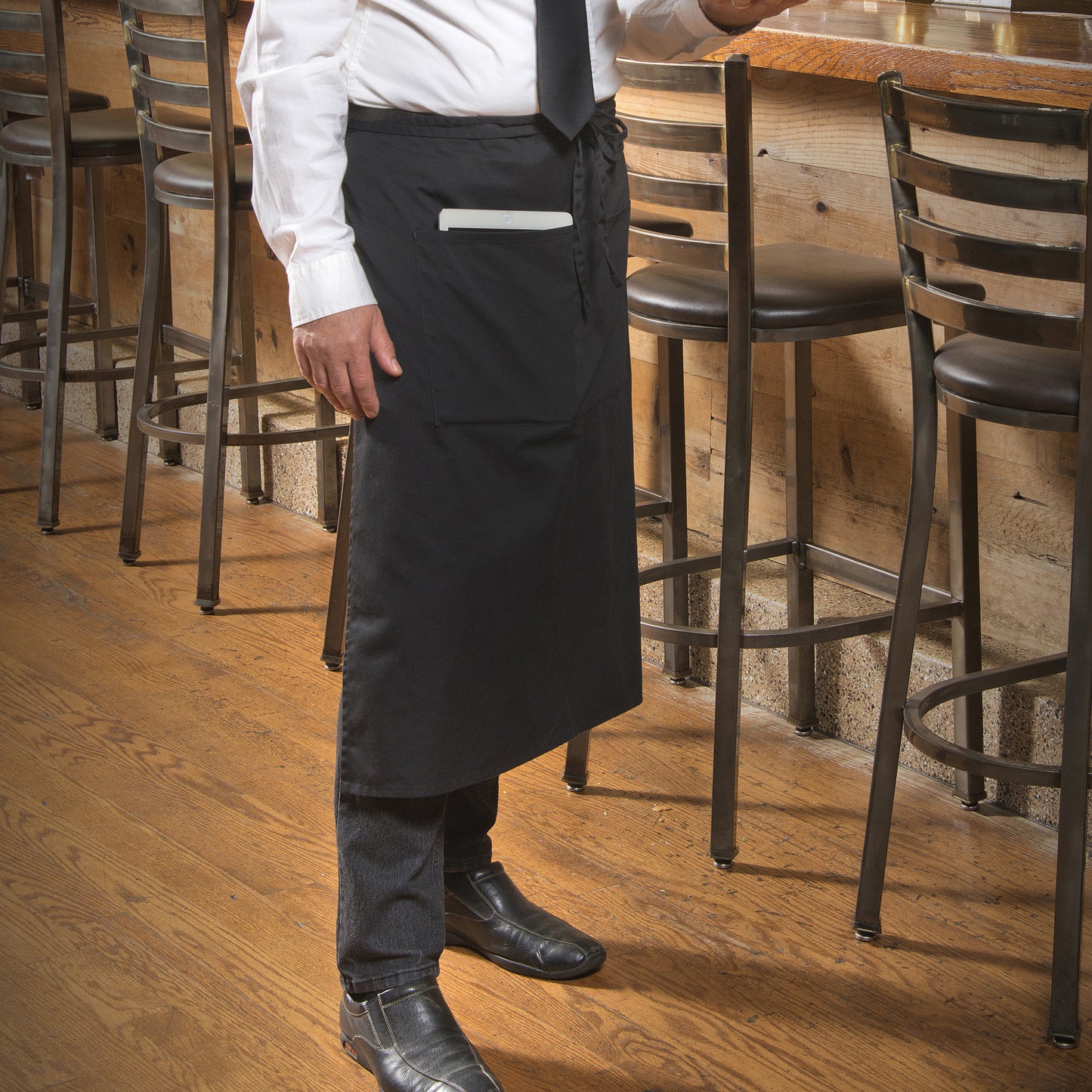 Winco WA-3129BK Black Full Length Bistro Apron