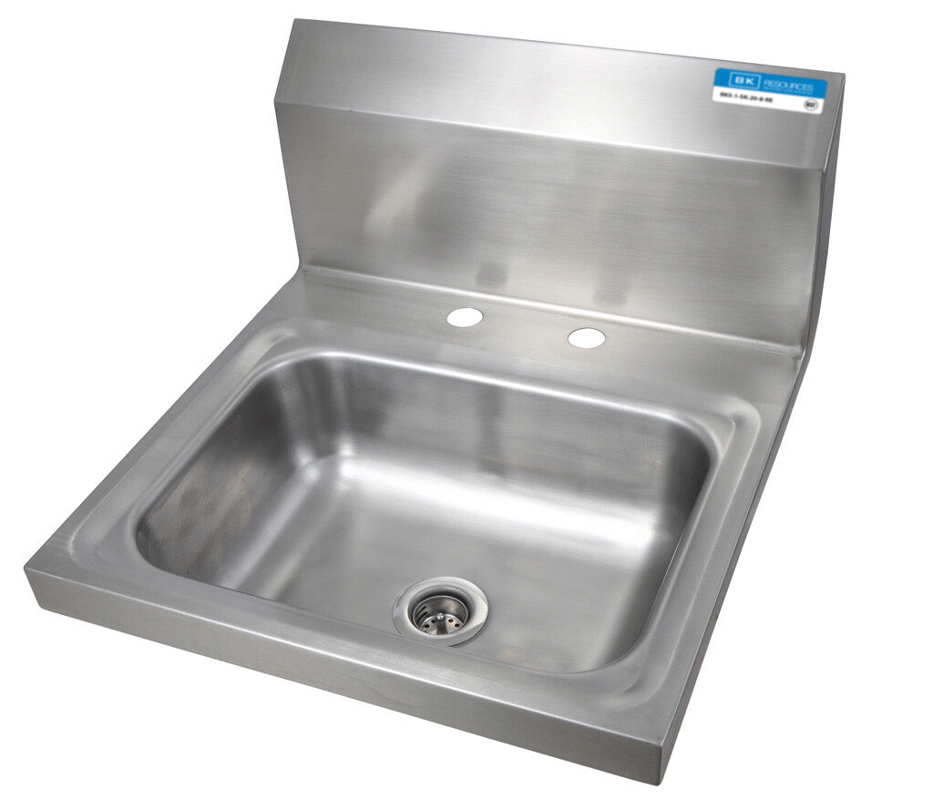 BK Resources BKHS-D-1410 17" X 17" Stainless Steel Wall-Mount Hand Sink with 4" Deck Mount Holes and 14" x 10" Bowl