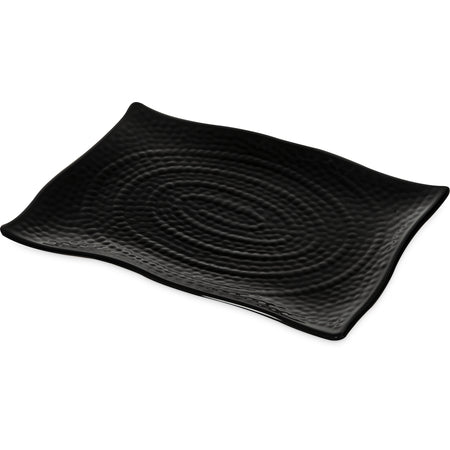 Carlisle 4452003 13.5 x 9.25 Black Rectangular Melamine Terra Textured Platter