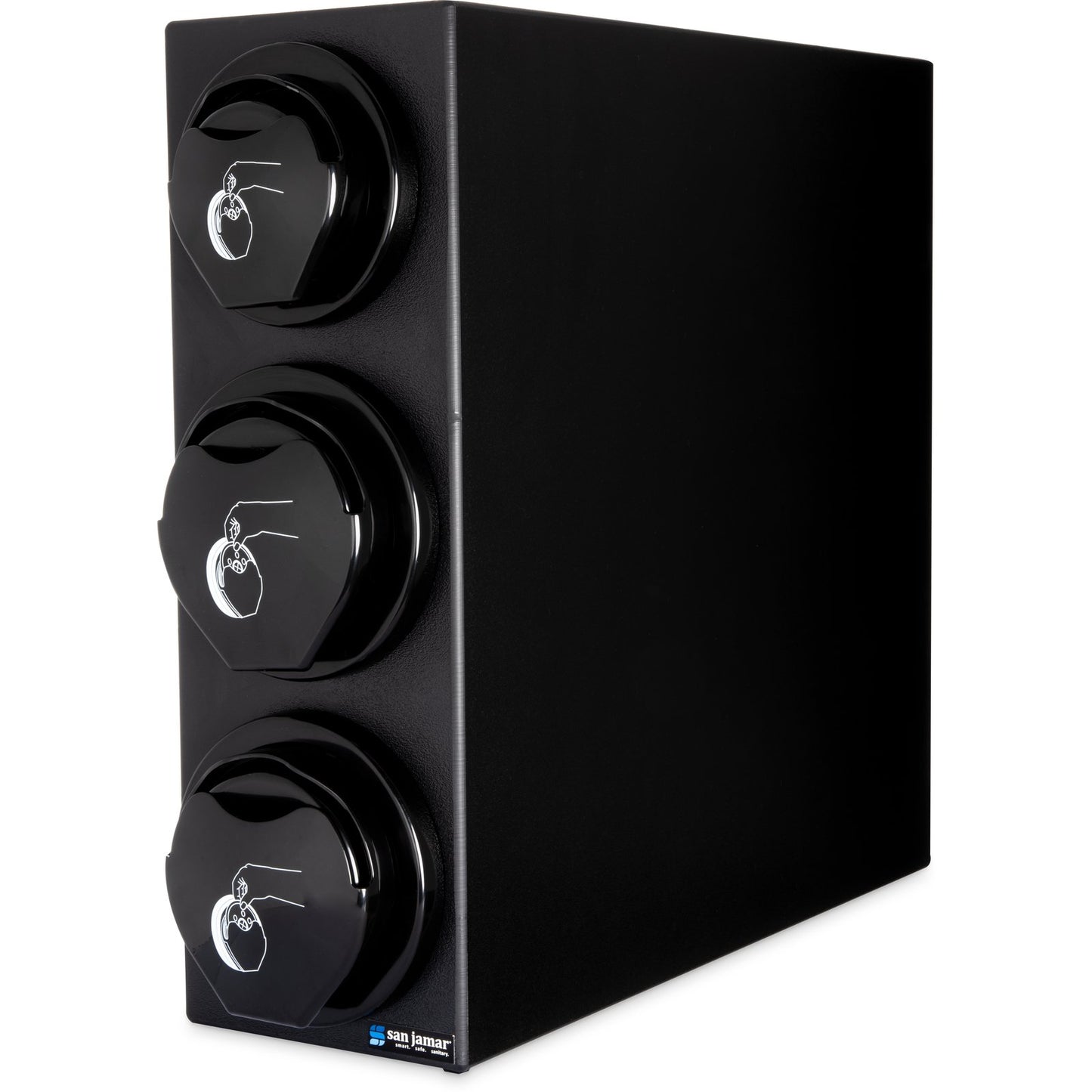 San Jamar L2923BK Black EZ-Fit Lid Dispenser L2200C (1) and L2400C (2) Trim Rings Cabinet