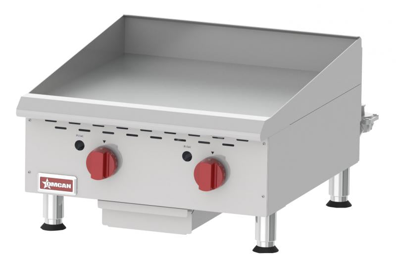 Omcan 43017 Gas Stainless Steel Countertop Griddle With Thermostatic Control with 2 Burners