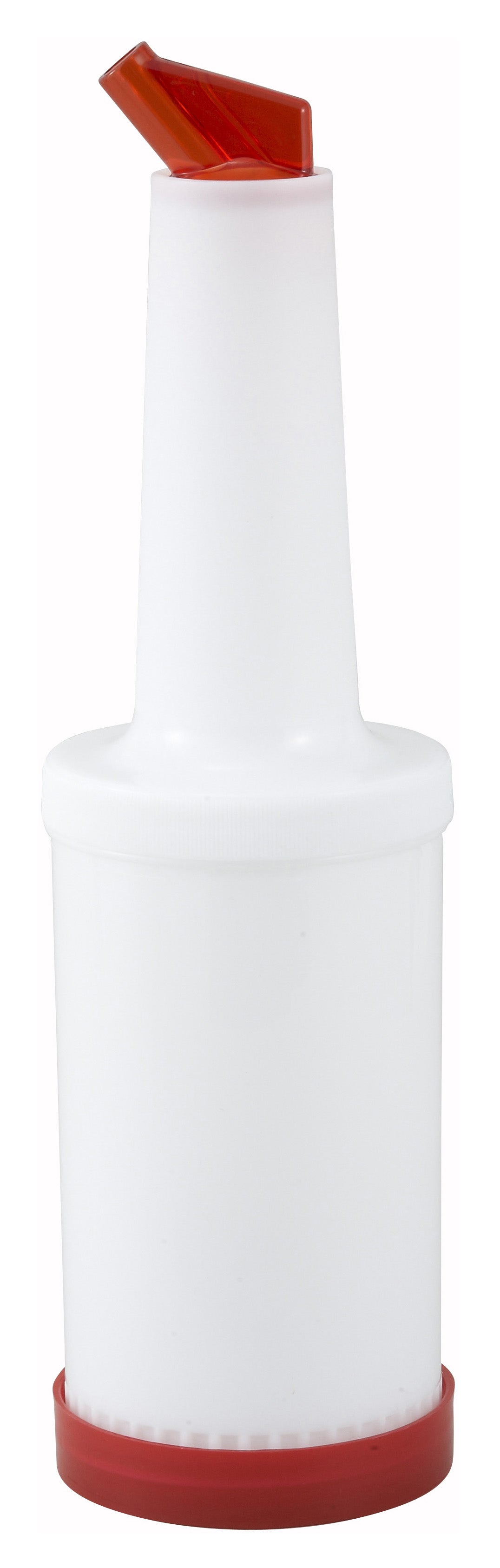Winco PPB-2R 2 Qt. Red Spout & Lid Liquor/Juice Pour Bottle