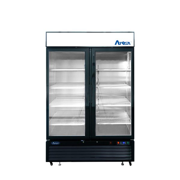 Atosa MCF8733GR 39" Black Double Glass Door Merchandiser Refrigerator
