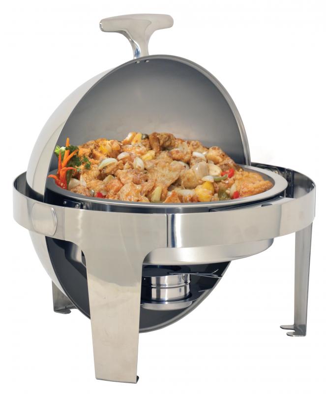 Omcan 80527 6 Qt / 5.6 L Round Stainless Steel Chafing with Roll Top Lid