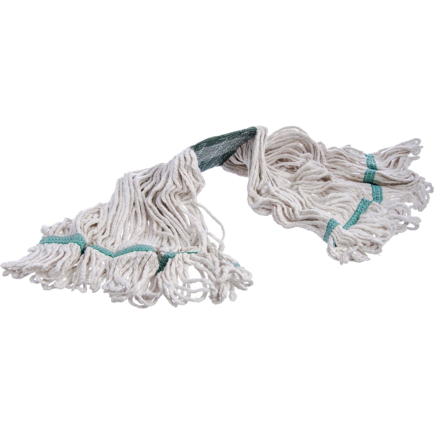 Carlisle 369551B00 Medium White Cotton Flo-Pac Looped-End Mop w/ Green Band