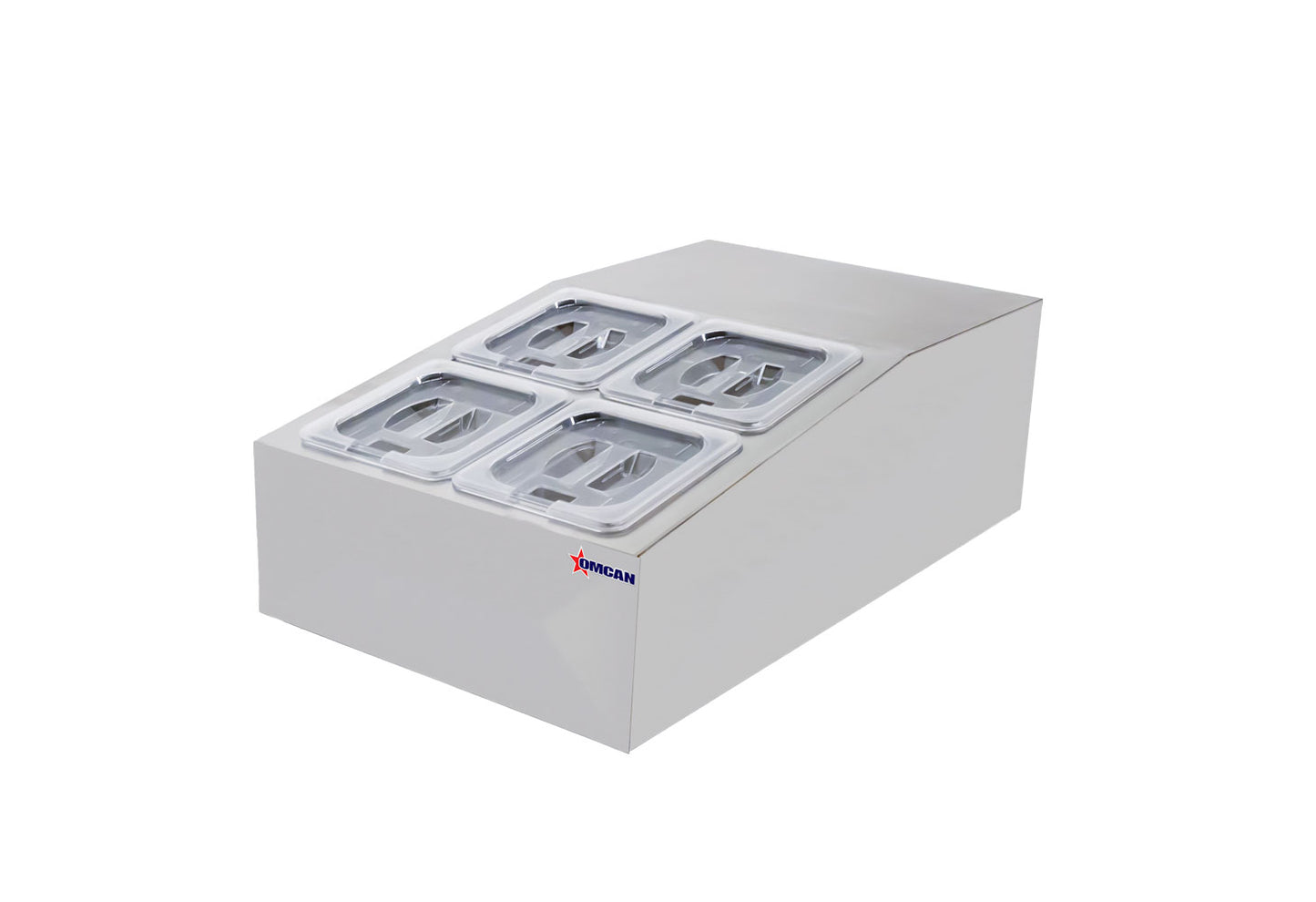 Omcan 47861 15" Countertop Refrigerated Prep Rail with 4 x GN 1/6 Pans Capacity