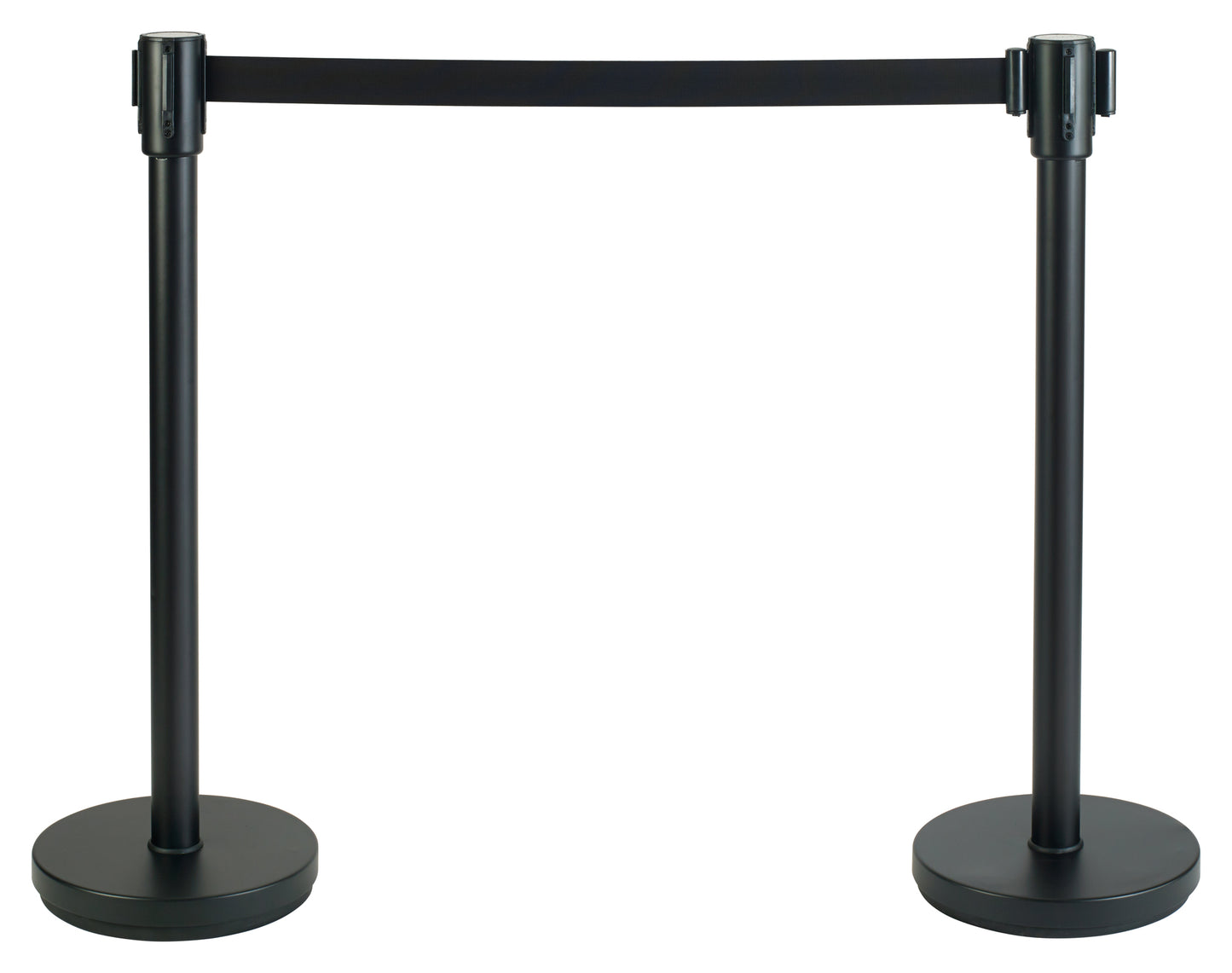 Winco CGS-38K 34" Black Stanchion Post, 6-1/2' Retractable Belt