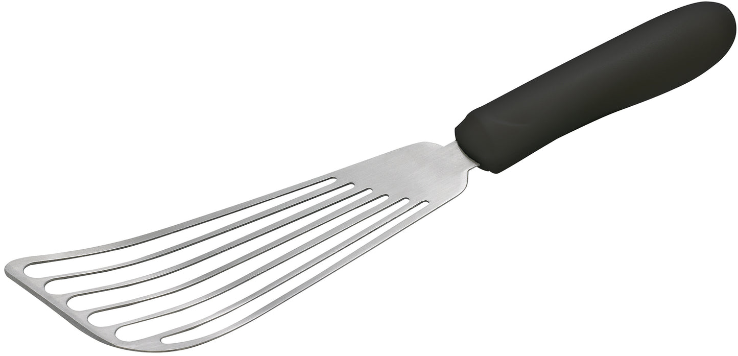 Winco TKP-60 6-3/4" x 3-1/4" Blade Black Polypropylene Handle Fish Spatula