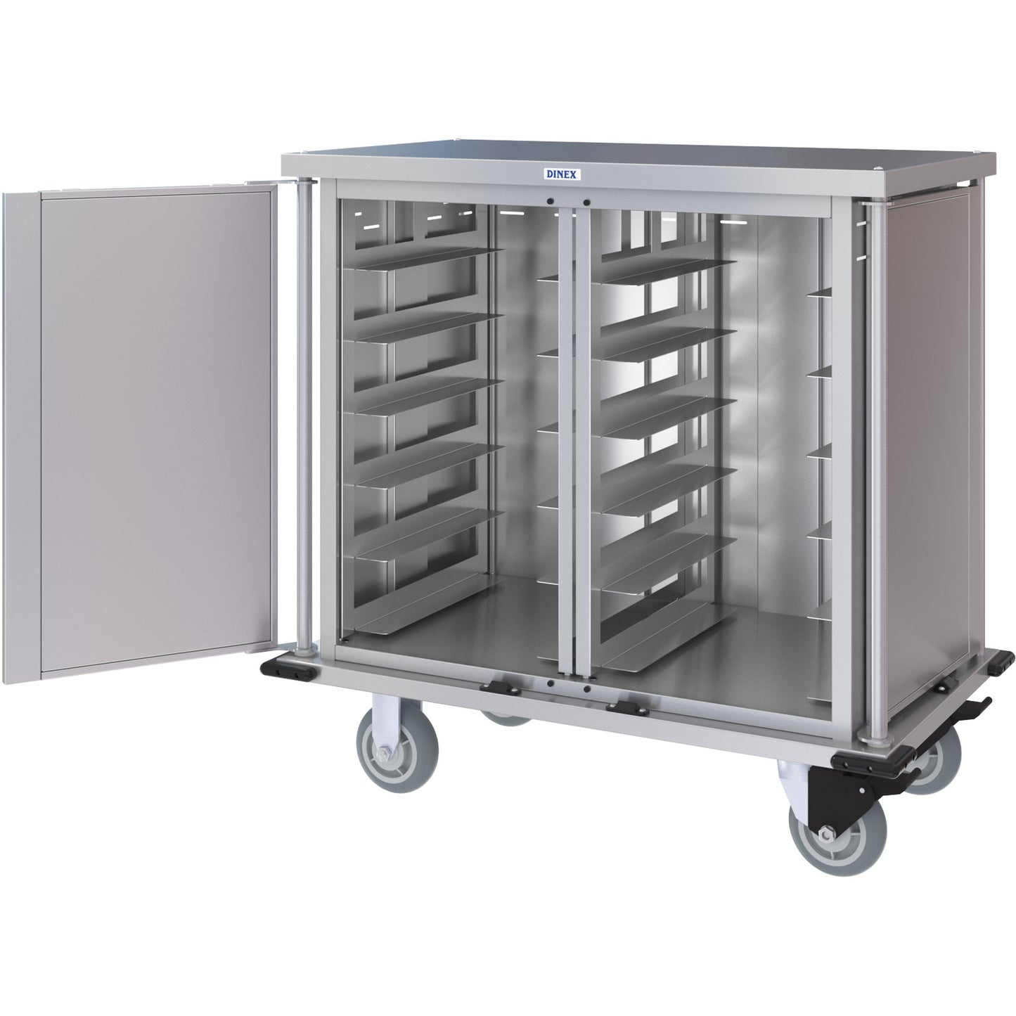 Dinex DXPTQC1T2D12 1 Tray Per Slide 12 Trays Double Door Stainless Steel Dinex Totally Quiet Compact Meal Delivery Cart