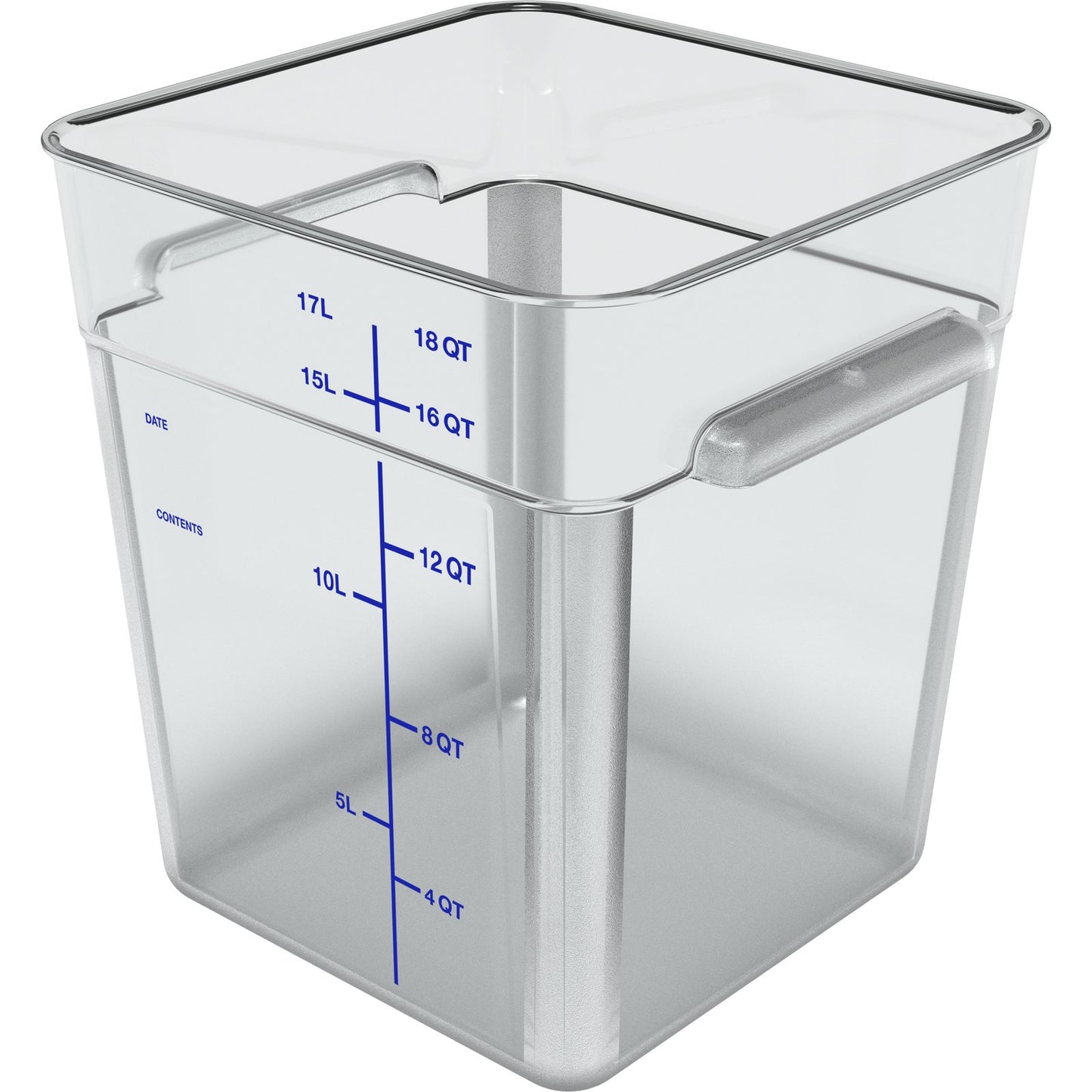 Carlisle 1195507 18 Qt Clear Square Polycarbonate Food Storage Container
