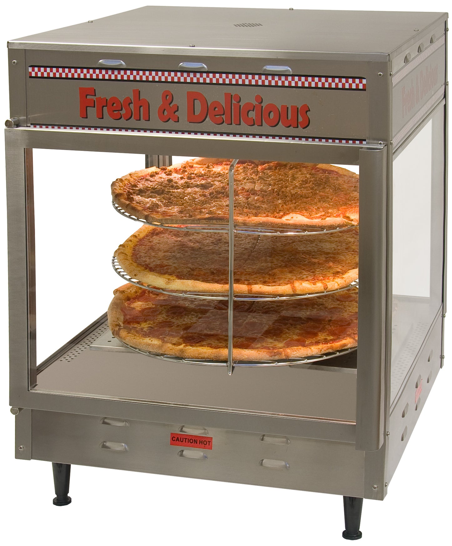 Winco 51018 Benchmark 18" Humidified Rotating Pizza / Pretzel Warmer Display