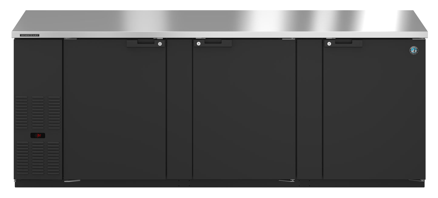 Hoshizaki BB95 Black Three Section Vinyl Back Bar Back Bar, Solid Doors Refrigerator