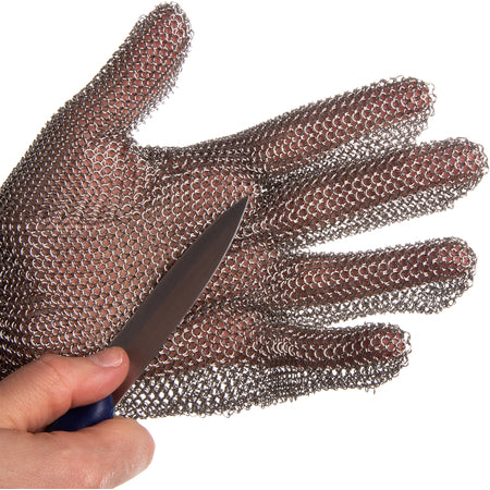 Carlisle MGA515M Medium Silver Stainless Steel Mesh-Cut Resistant Glove