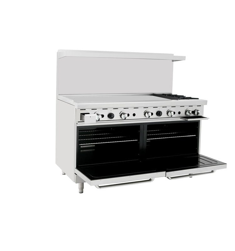 Atosa AGR-2B48GL-NG 60" Natural Gas Two Burner Gas Range with 48" Griddle