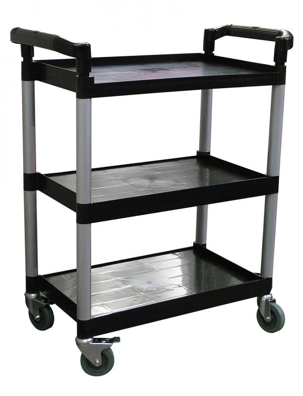 Omcan 24183 Black Plastic Bussing Cart with 16" x 24.75" tray size