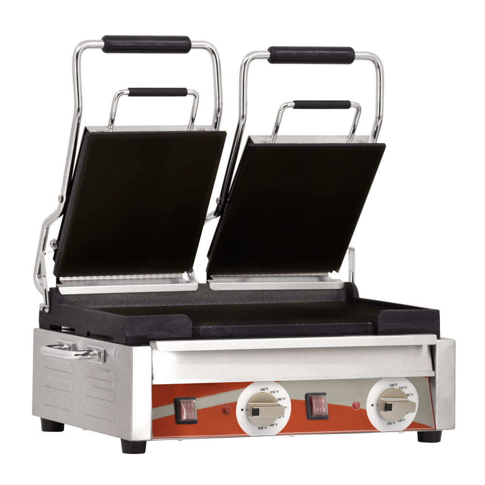 Omcan 21466 10" x 18" Double Panini Grill with Smooth Plates