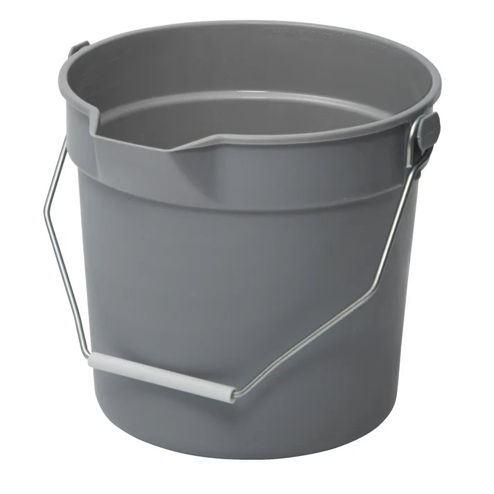 Winco UPP-10G 10 Qt. Gray Utility Pail with Pour Spout and Molded Graduations