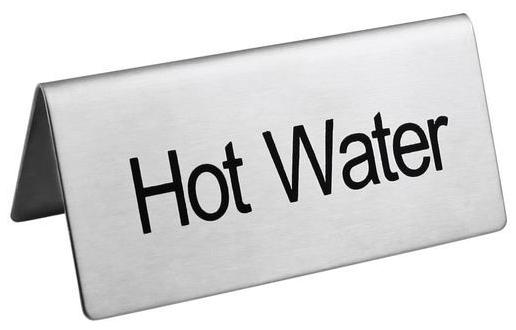 Omcan 80140 Stainless Steel "Hot Water" Beverage Tent Sign