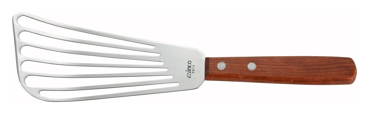 Winco FST-6 Wooden Handle Fish Spatula