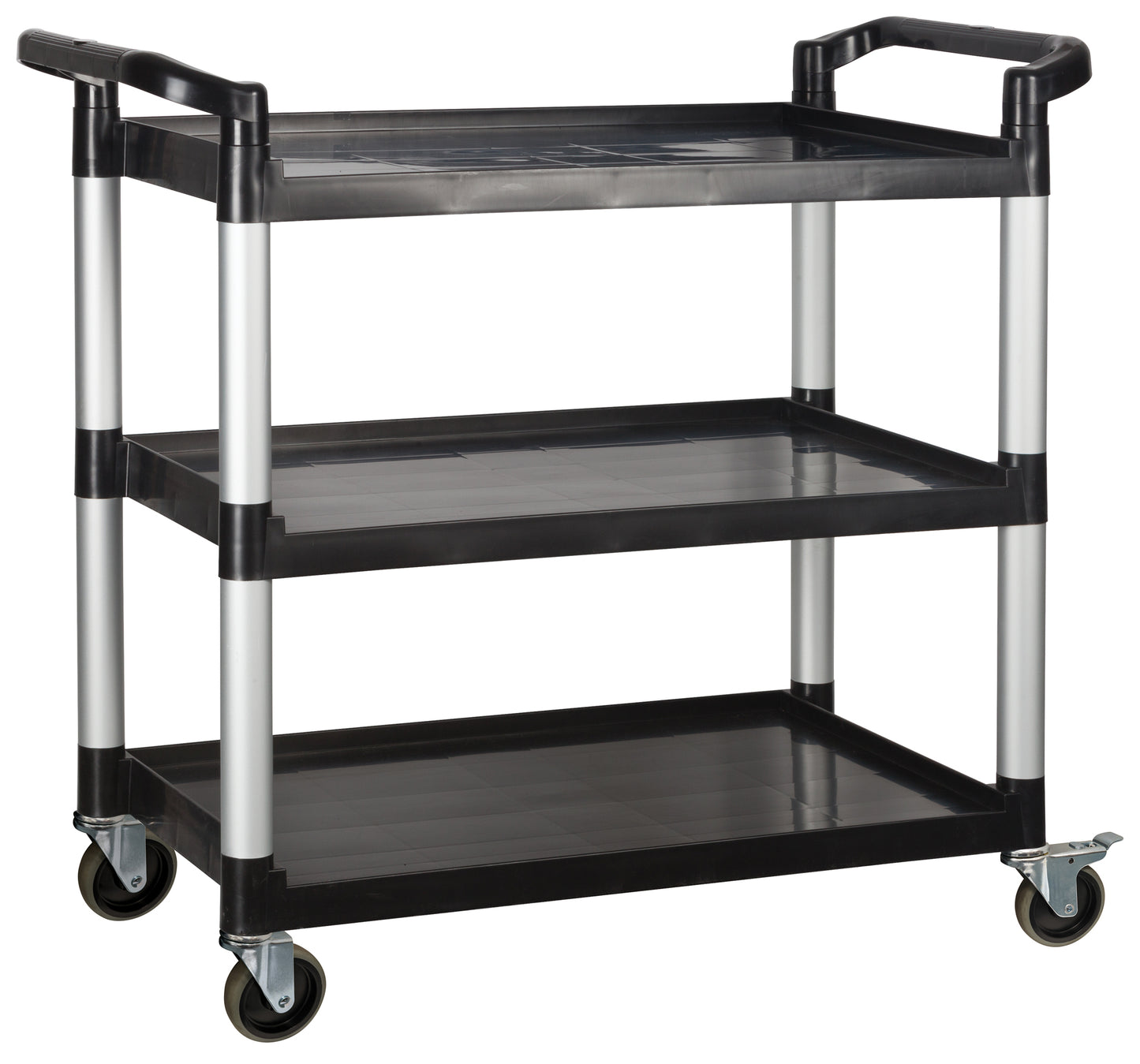 Winco UC-3019K Black 3-Tier Plastic Utility Cart