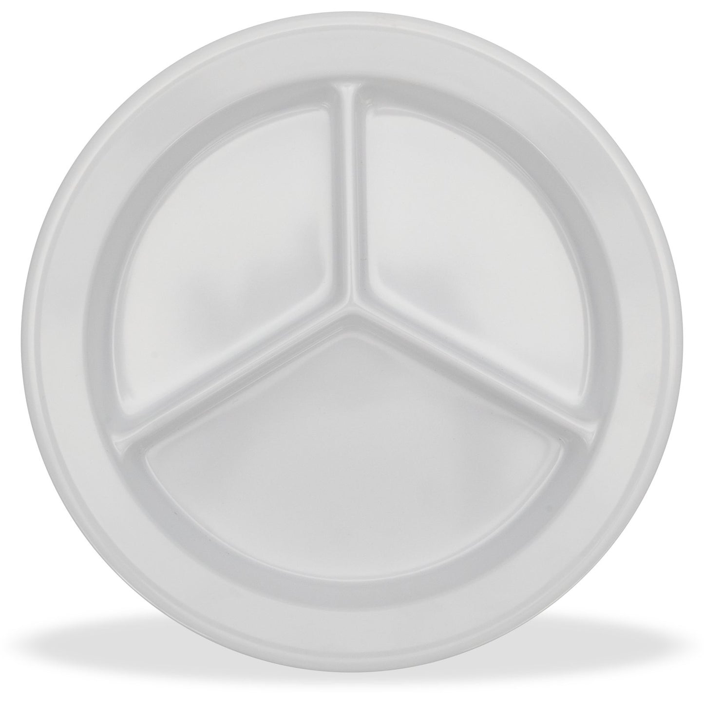 Carlisle 4351602 9" White 3-Compartment Dallas Ware Melamine Deep Plate