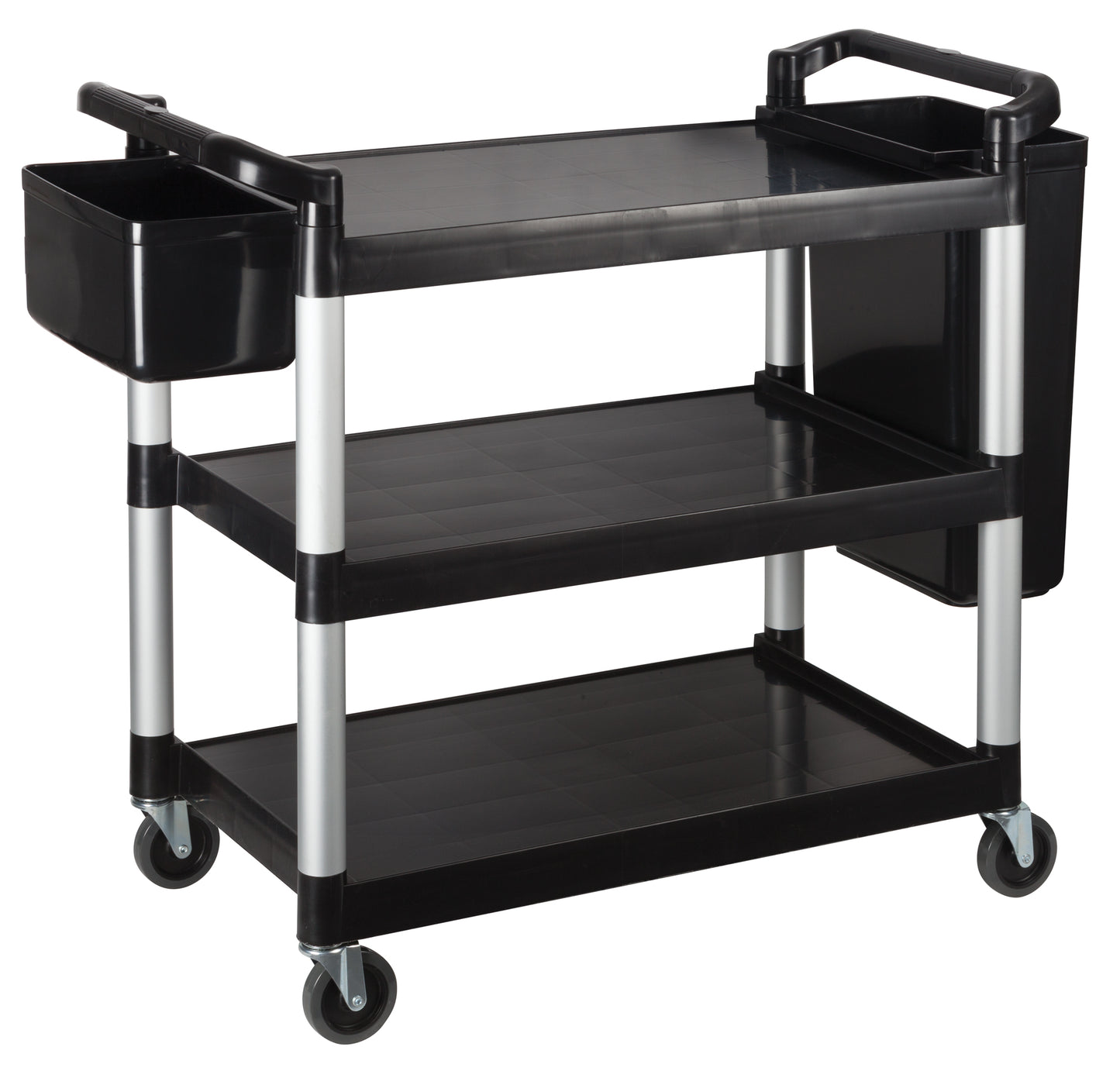 Winco UC-3019K Black 3-Tier Plastic Utility Cart