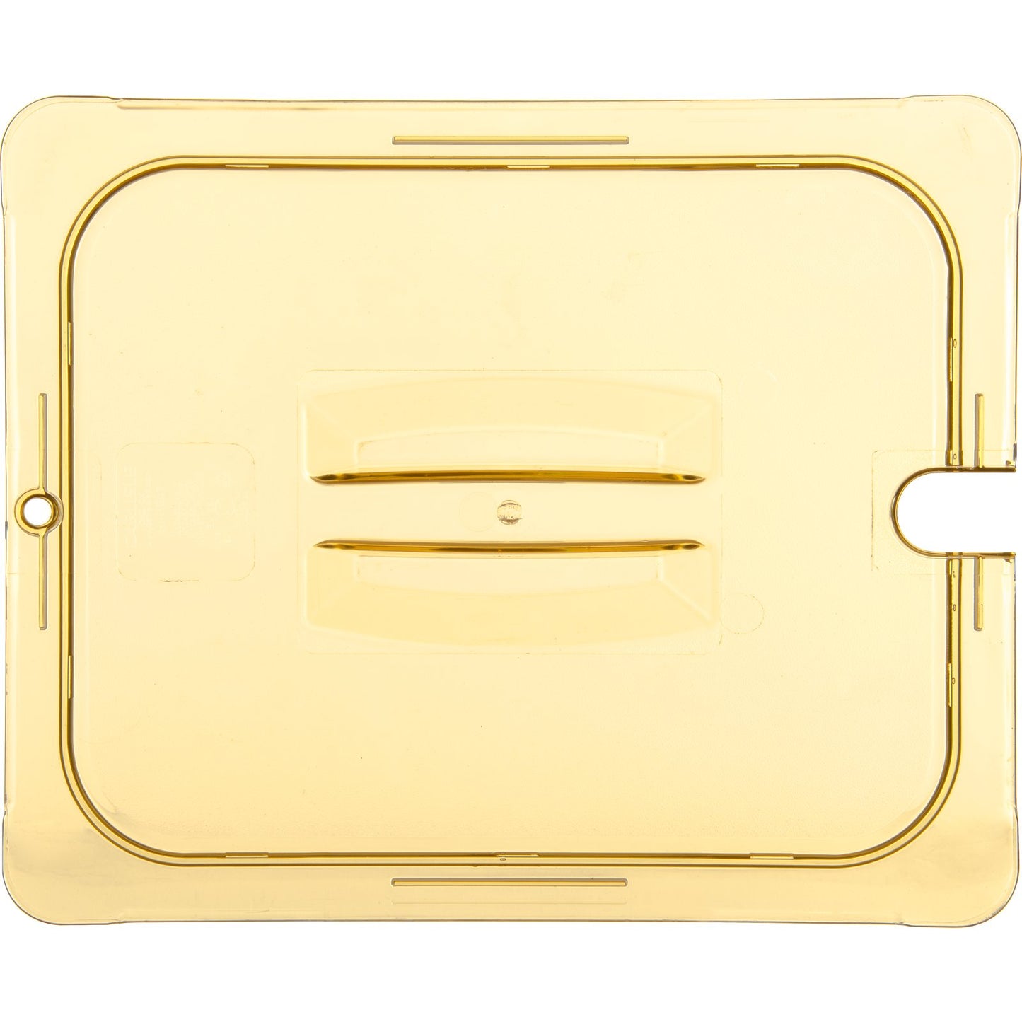 Carlisle 10431U13 1/2 Size Amber High Heat Plastic StorPlus Handled Universal Food Pan Lid