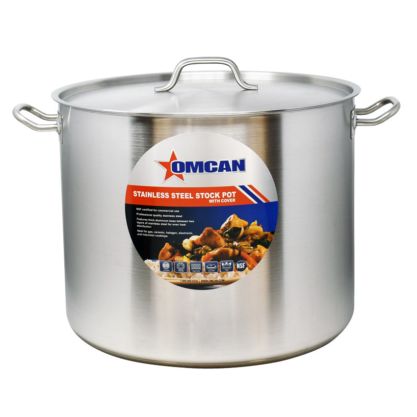 Omcan 80444 60 Qt Stainless Steel Stock Pot with Cover