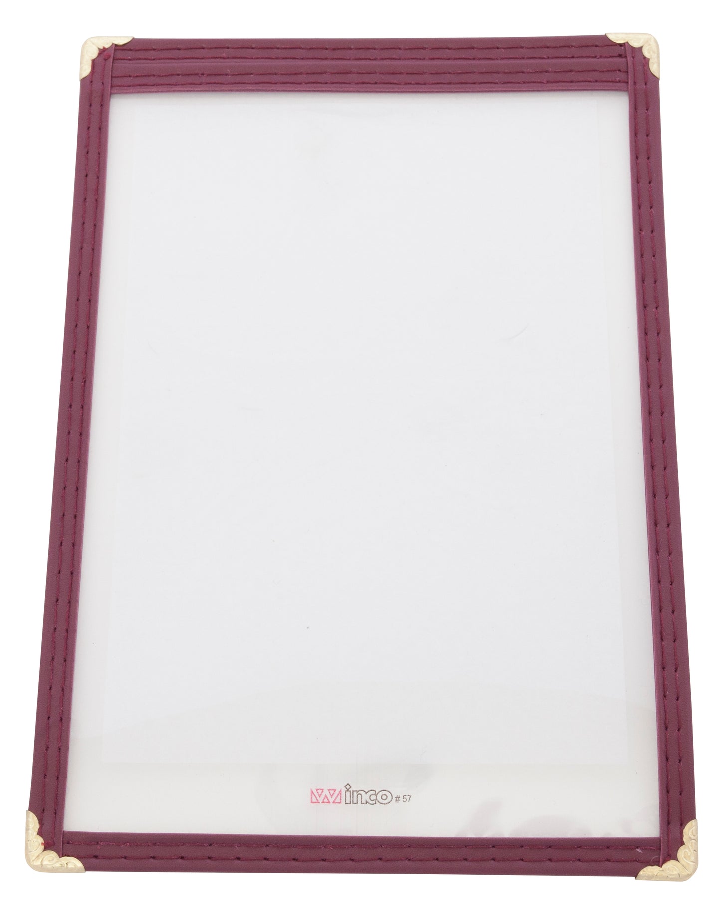 Winco PMC-5U 6-3/8" x 9-3/8" Burgundy Single Menu Cover