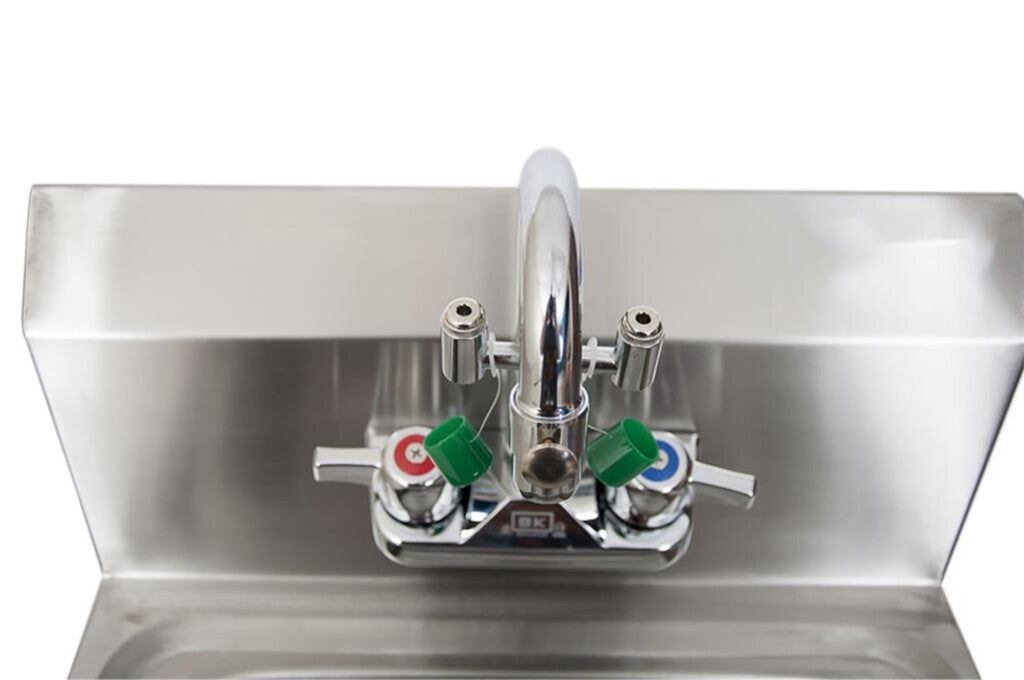 BK Resources BKHS-W-1410EY-P-G Stainless Steel Hand Sink w/ Eye Wash Station, Faucet 14”x10”x5”