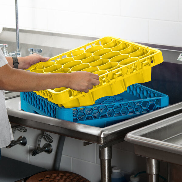 Carlisle REW30LC04 Yellow 30 Compartment Polypropylene OptiClean NeWave Color-Coded Long Glass Rack Extender