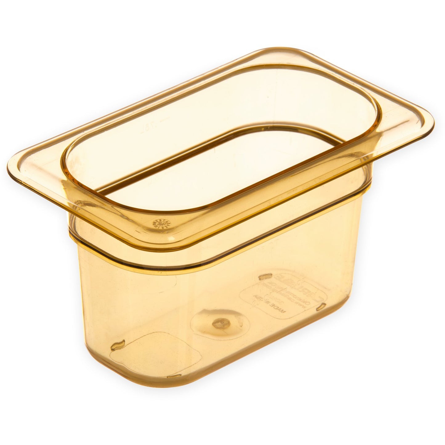 Carlisle 3088713 1/9 Size Amber High Heat Plastic StorPlus Food Pan, 4" Deep