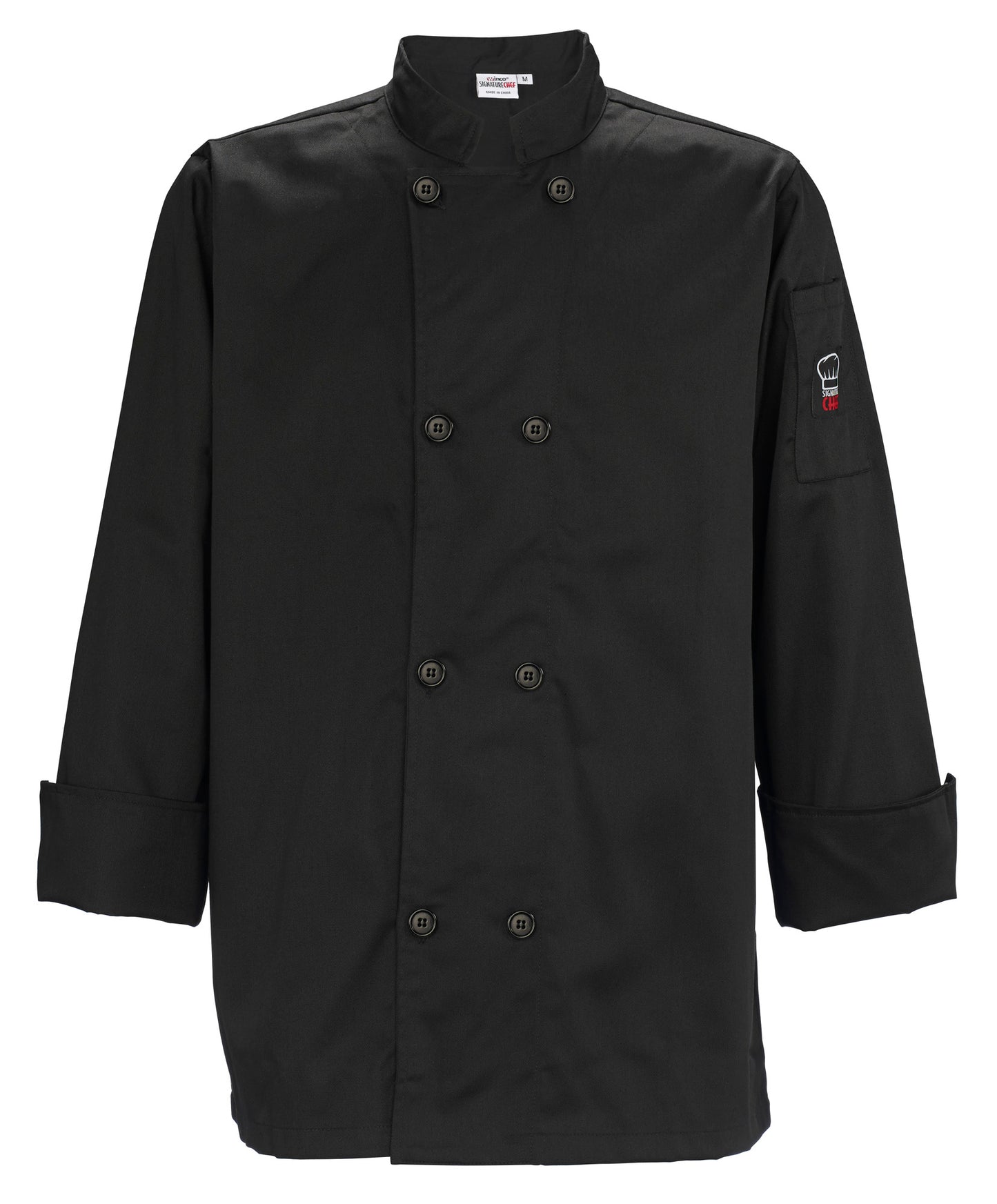 Winco UNF-6K4XL 4XL Black Tapered Chef Men's Jacket