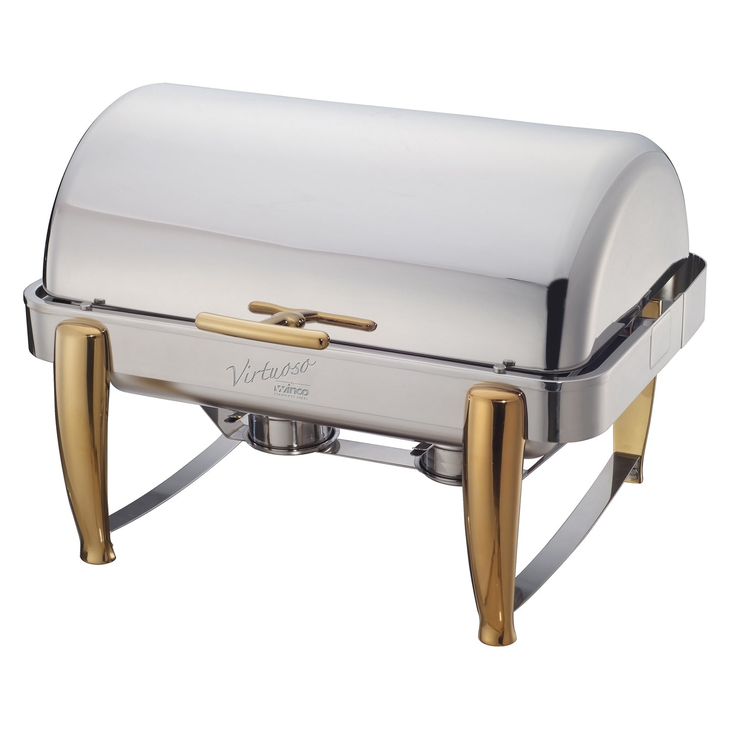 Winco 101A Full-size Gold Accent Stainless Steel Virtuoso Roll-Top Chafer