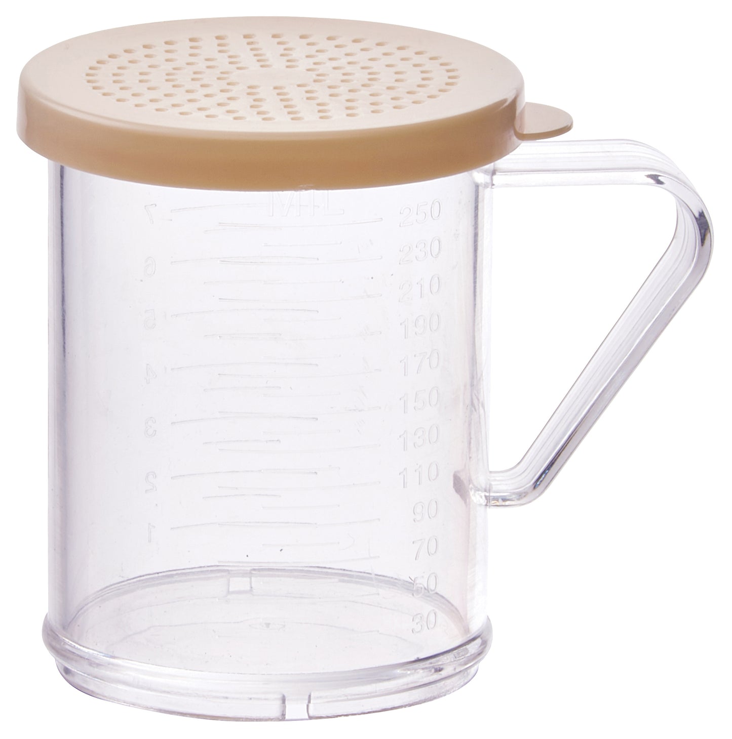 Winco PDG-10B 10 oz. Polycarbonate Dredge with Beige Snap-on Lid