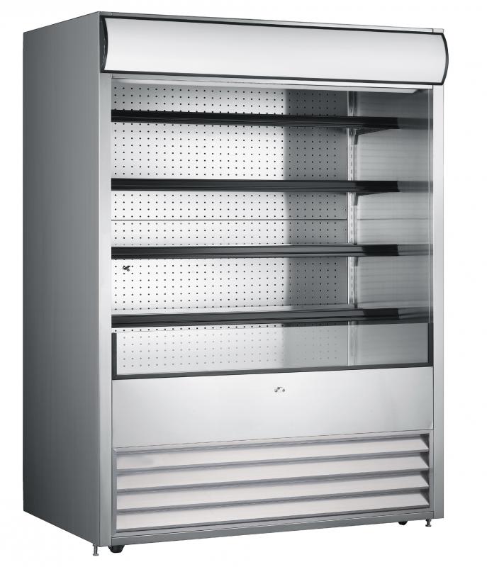 Omcan 43460 37 cu.ft. (1048 L) 72" Floor Grab-and-Go Open Refrigerated Self-Serve Display Case