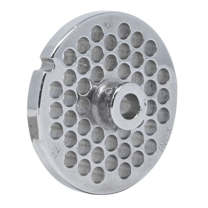 Omcan 11202 #22 One Notch/Round European Style Stainless Steel Plate with Hub, 8mm (5/16")