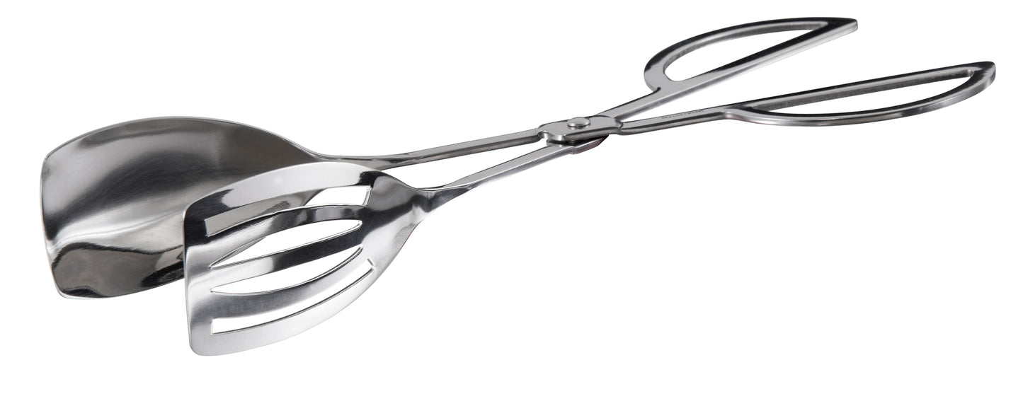 Winco ST-10S 10" Stainless Steel Salad Tong, Spoon/Spatula Scissor Style