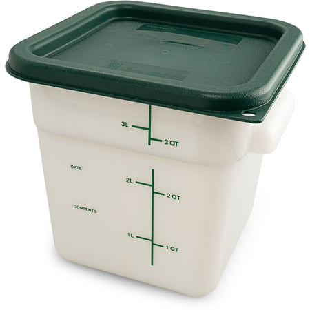 Carlisle 11961PE02 4 Qt White Square Polyethylene Food Storage Container