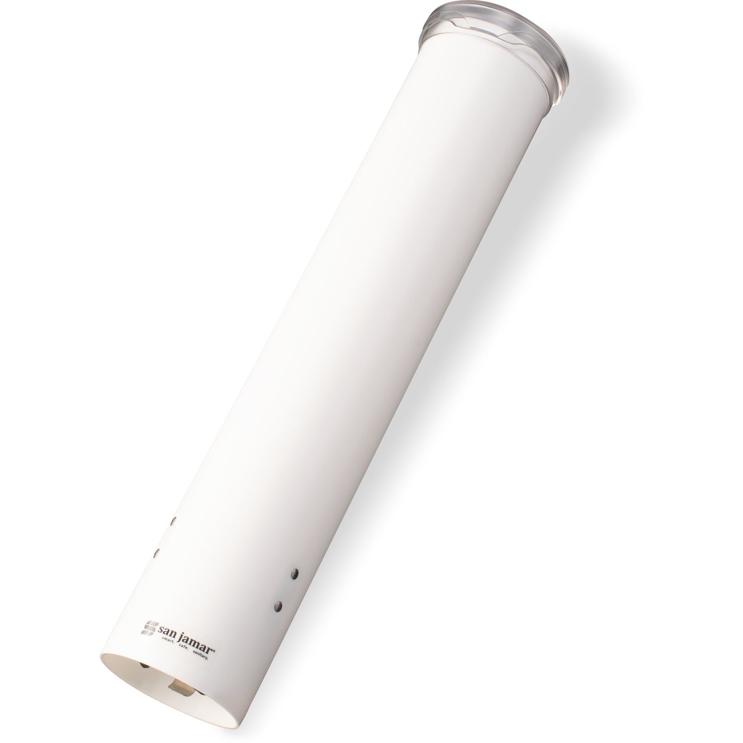 San Jamar C4160WH Small White Pull-Type Water Cup Dispenser with Flip Cap