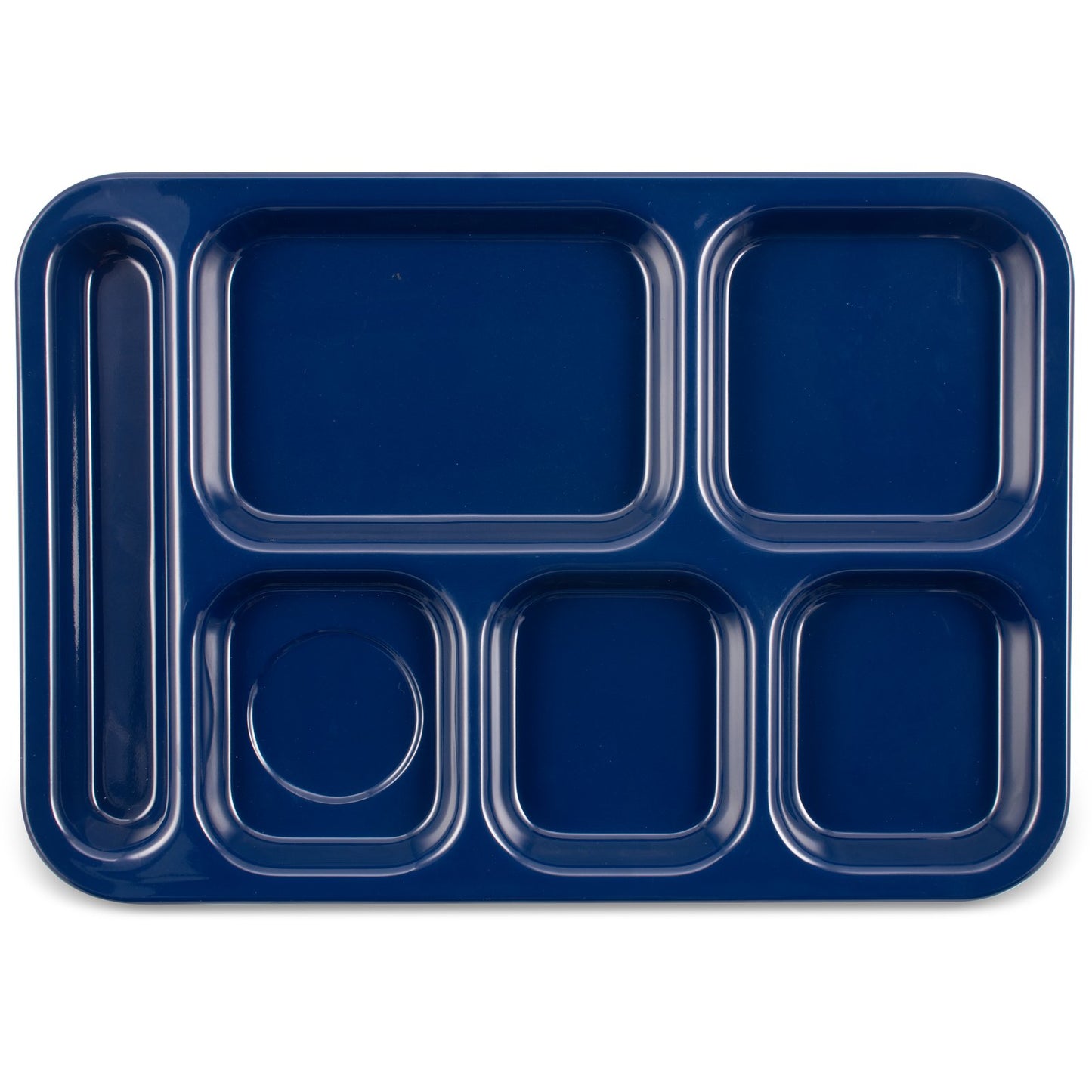 Carlisle 4398850 14.5" x 10" Dark Blue 6-Compartment Melamine Right Hand Tray