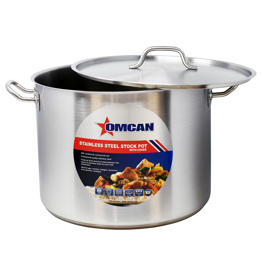 Omcan 80443 40 Qt Stainless Steel Stock Pot with Cover