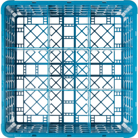 Carlisle RG9-314 Carlisle Blue 9-Compartment Polypropylene OptiClean Divided Glass Rack with 3 Extenders 8.72"